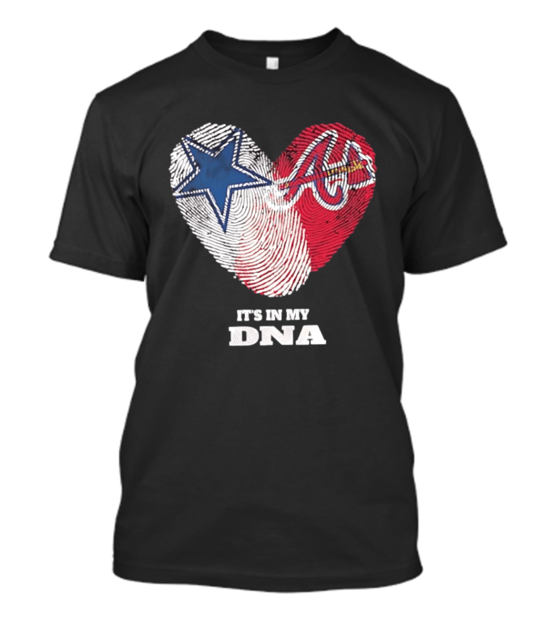 Dallas Cowboys Atlanta Braves Heart It's In My DNA Fingerprint T-Shirt