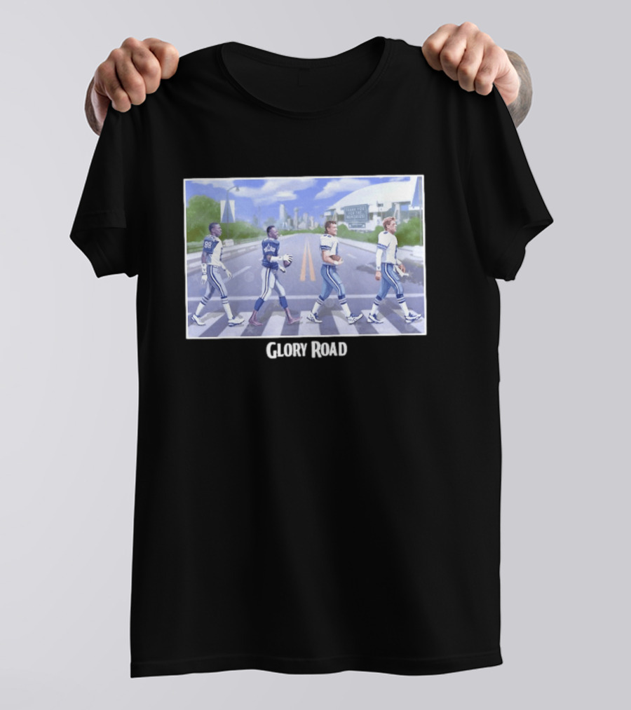 Dallas Cowboys Iconic Players Walking Glory Road Stadium T-Shirt