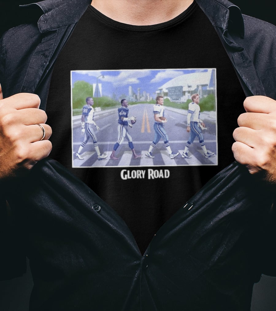 Dallas Cowboys Iconic Players Walking Glory Road Stadium T-Shirt