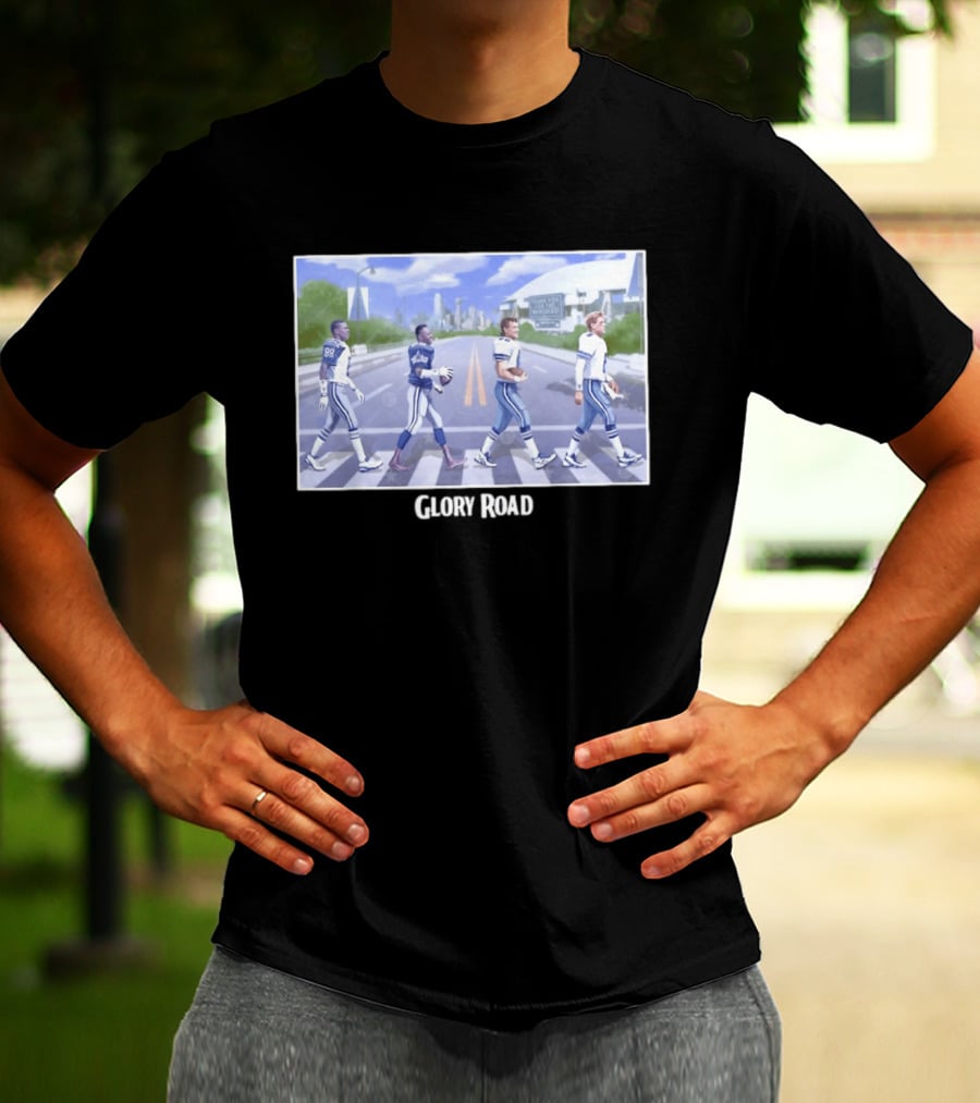 Dallas Cowboys Iconic Players Walking Glory Road Stadium T-Shirt