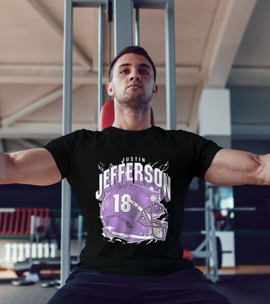 Justin Jefferson 18 Minnesota Vikings Helmet T-Shirt