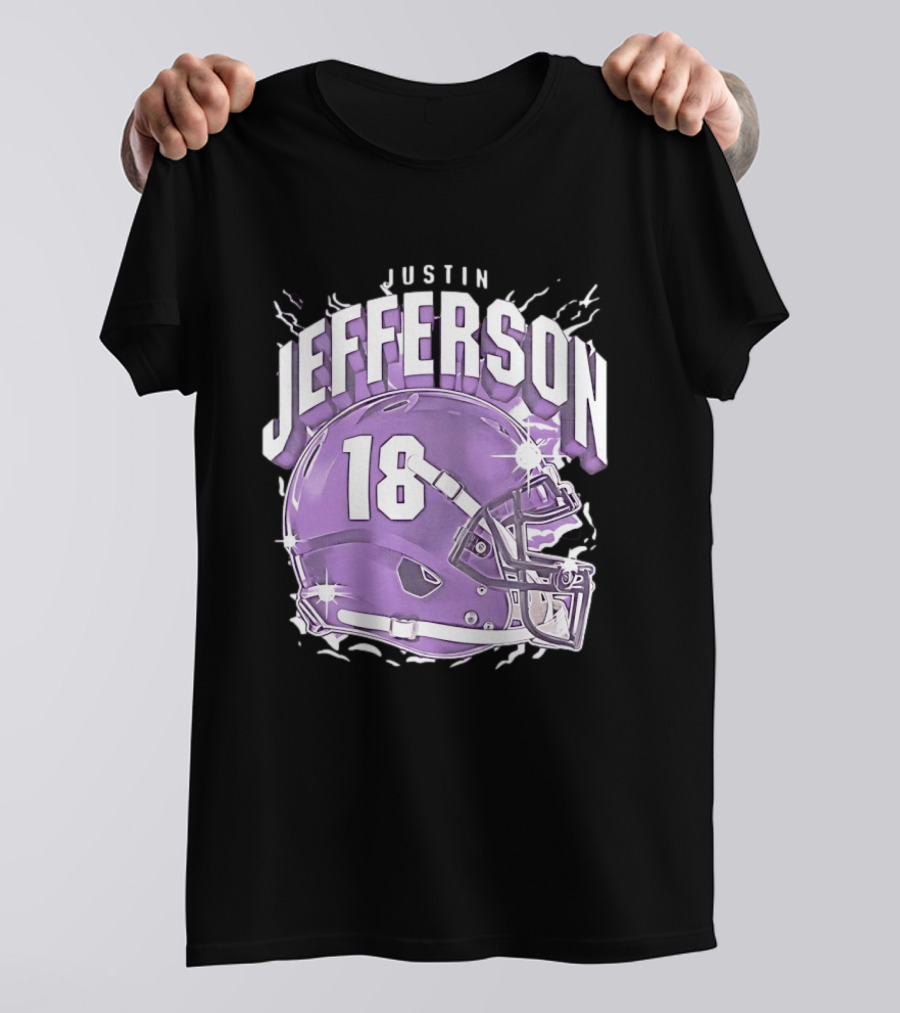 Justin Jefferson 18 Minnesota Vikings Helmet T-Shirt