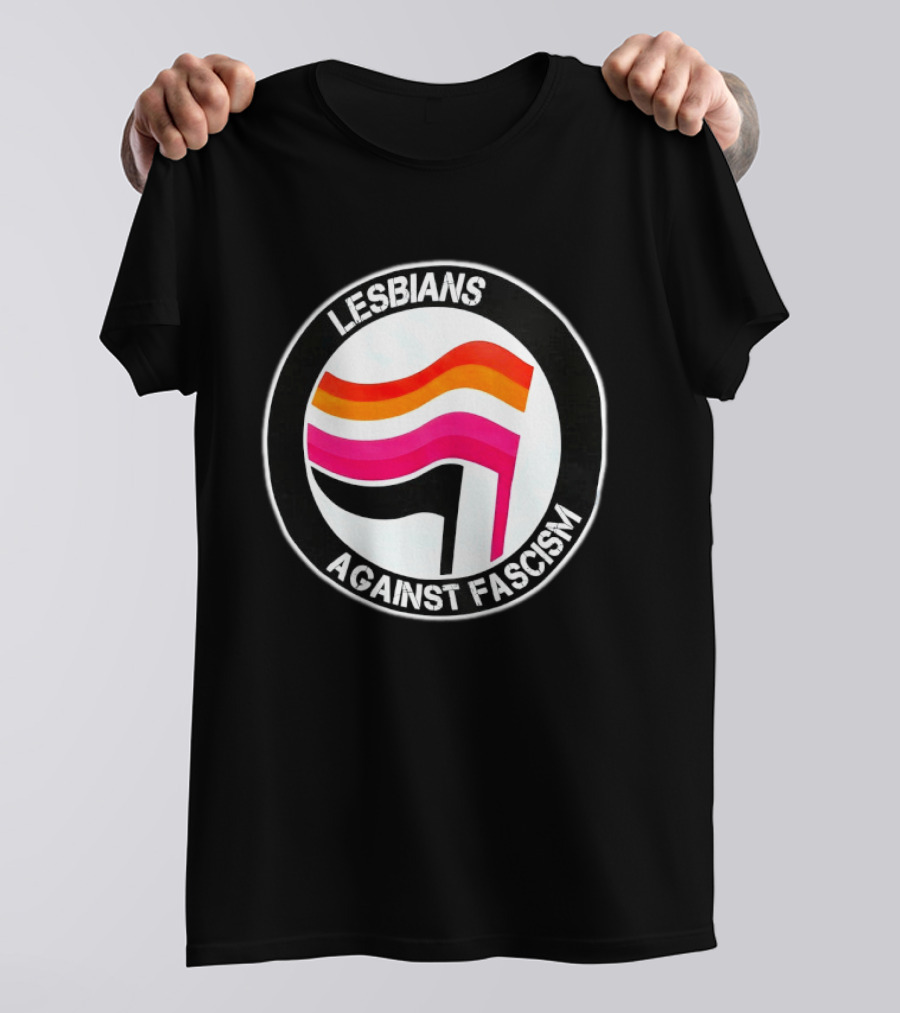 Lesbians Against Fascism Lesbian Flag Circle T-Shirt