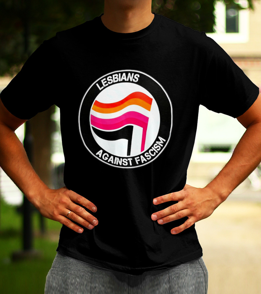 Lesbians Against Fascism Lesbian Flag Circle T-Shirt