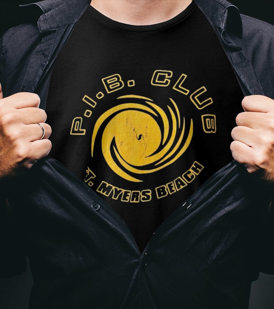 P.I.B. Club Ft Myers Beach Distressed Vintage Style Spiral T-Shirt