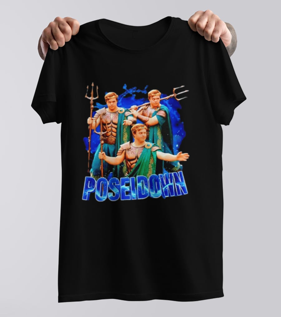 Poseidown Poseidon Down Syndrome Meme Greek God Trident T-Shirt
