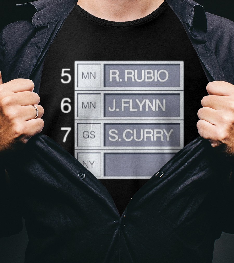 5 R. Rubio 6 J. Flynn 7 S. Curry 2009 NBA Draft Picks List T-Shirt