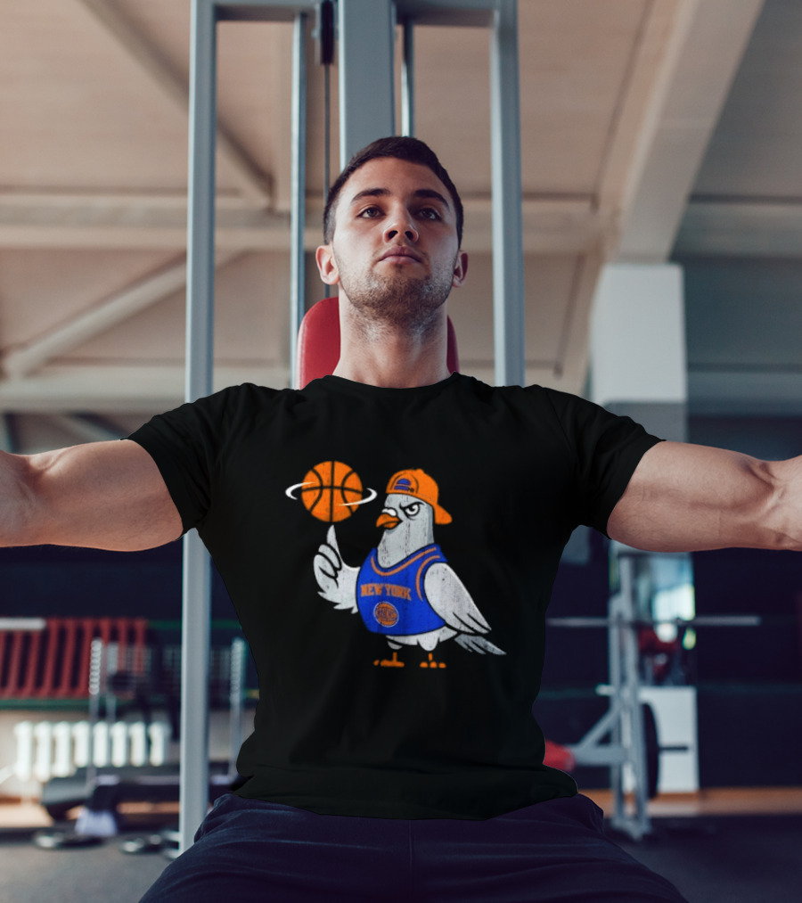 New York Knicks Pigeon Basketball Spin T-Shirt