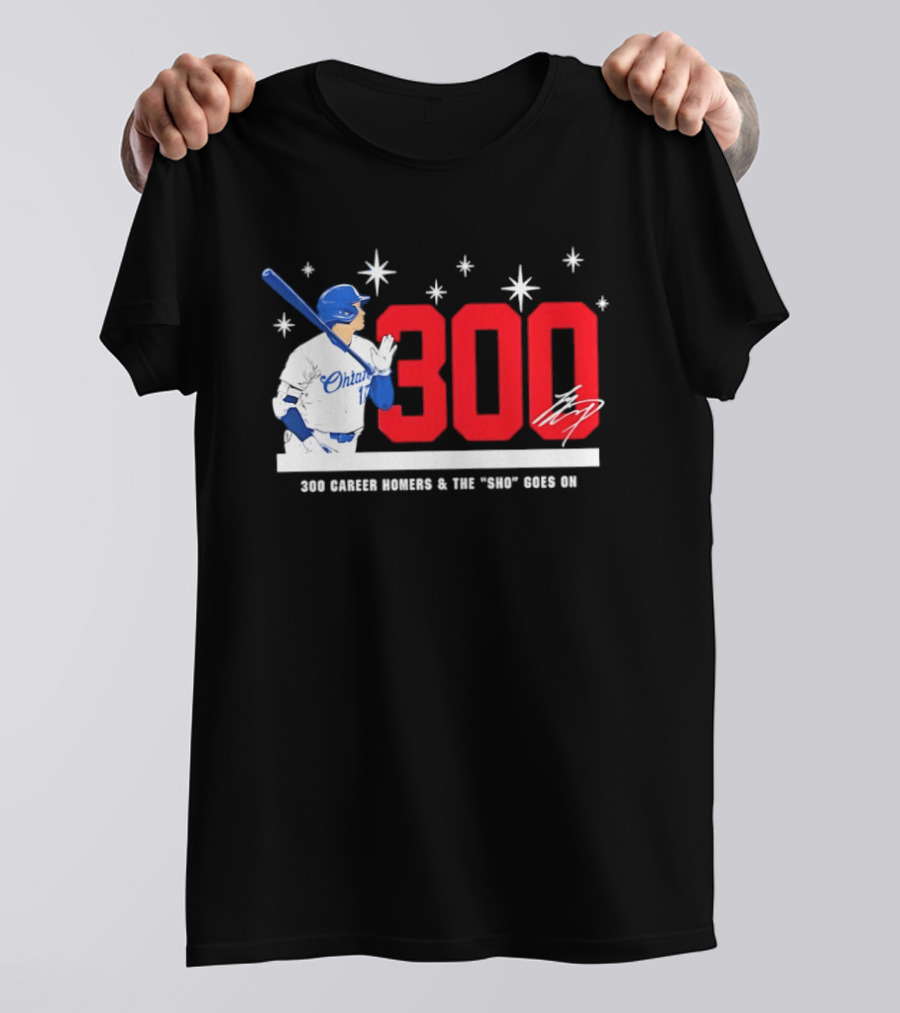 Shohei Ohtani 300 Homers The Sho Goes On Baseball T-Shirt