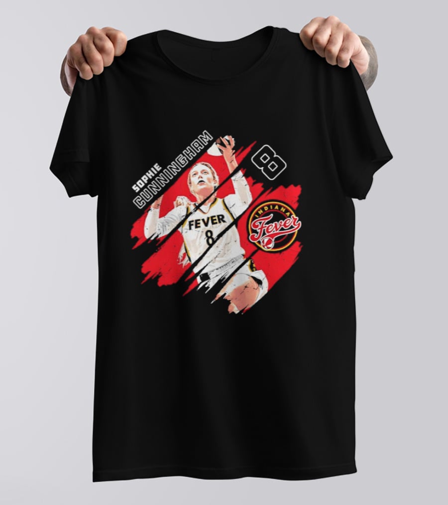 Sophie Cunningham Number 8 Indiana Fever Basketball Team Logo Red T-Shirt