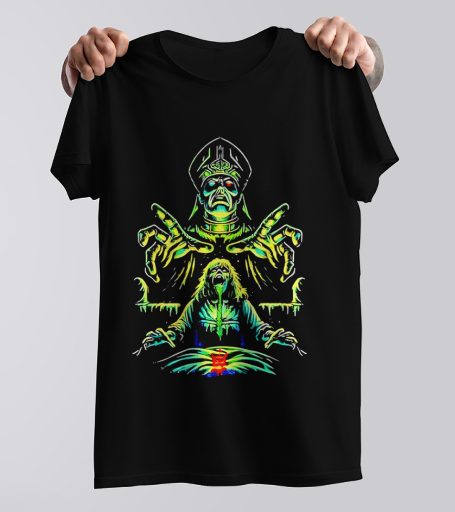 Papa Emeritus Exorcist Horror Green Neon Heavy Metal Ghost T-Shirt