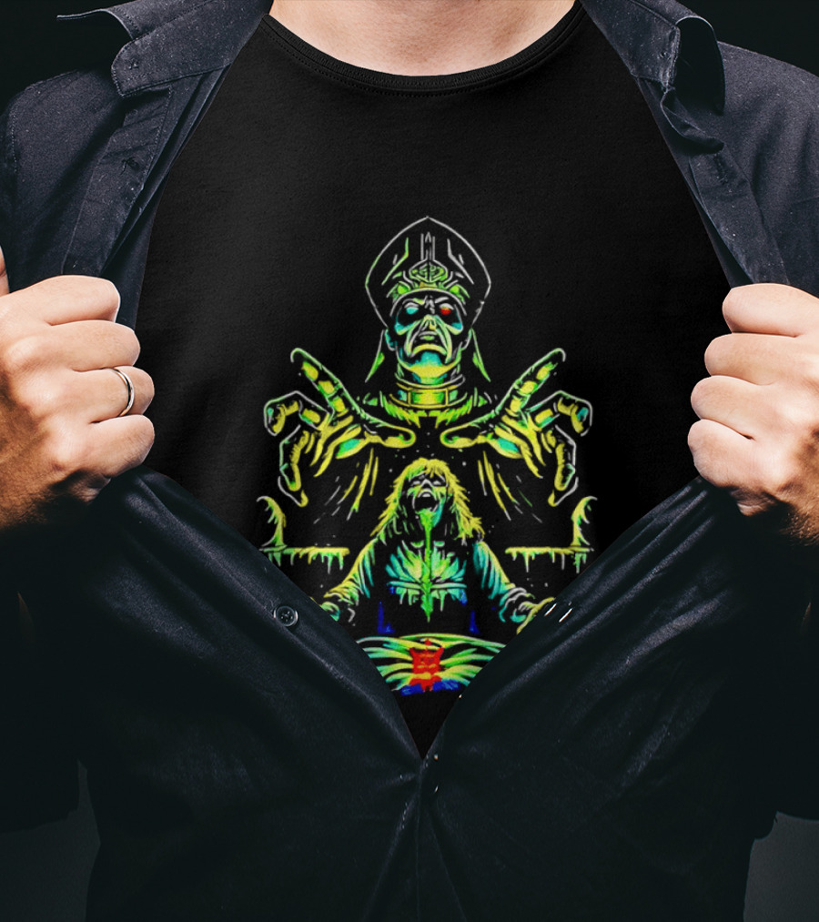 Papa Emeritus Exorcist Horror Green Neon Heavy Metal Ghost T-Shirt