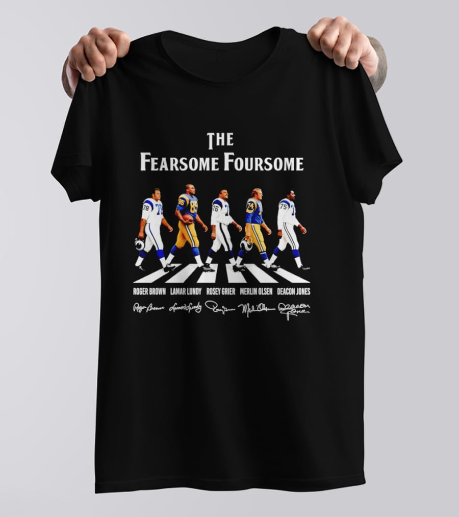 The Fearsome Foursome NFL Legends Roger Brown Lamar Lundy Rosey Grier Merlin Olsen Deacon Jones Abbey Road T-Shirt