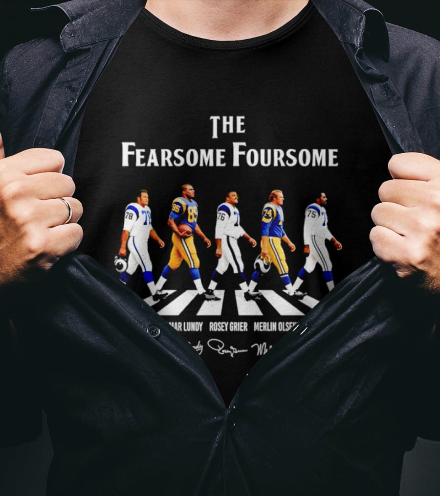 The Fearsome Foursome NFL Legends Roger Brown Lamar Lundy Rosey Grier Merlin Olsen Deacon Jones Abbey Road T-Shirt