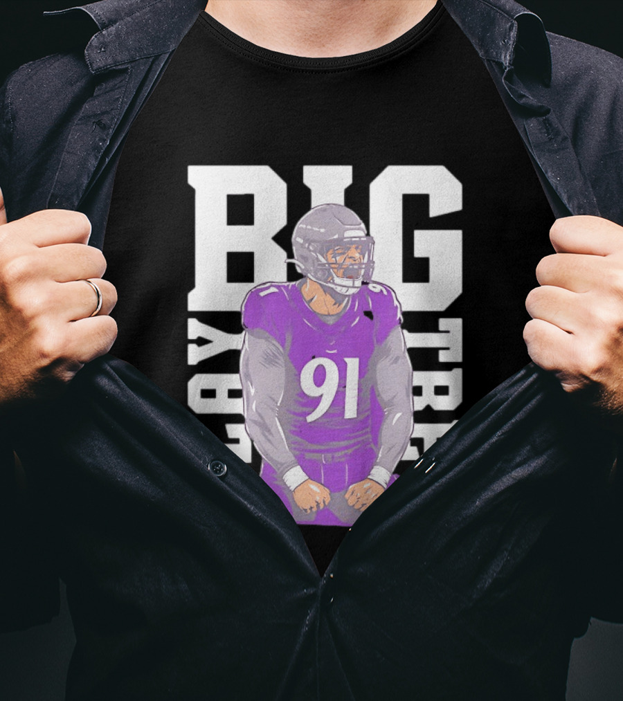 Baltimore Ravens Trey Hendrickson Play Big Number 91 Football Player T-Shirt