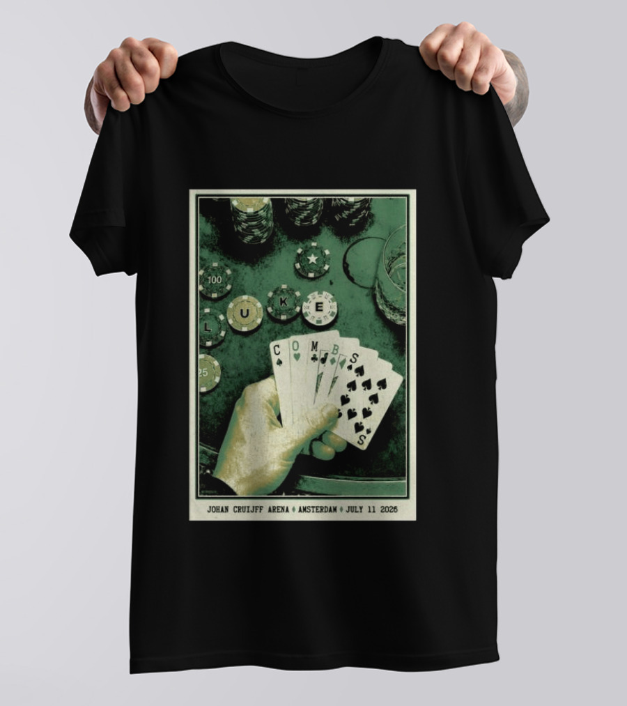 Luke Combs Poker Themed Johan Cruijff Arena Amsterdam July 11 2026 Tour T-Shirt