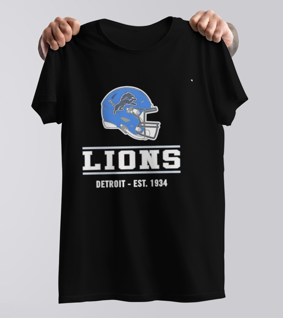 Detroit Lions Helmet Logo Est 1934 Football T-Shirt