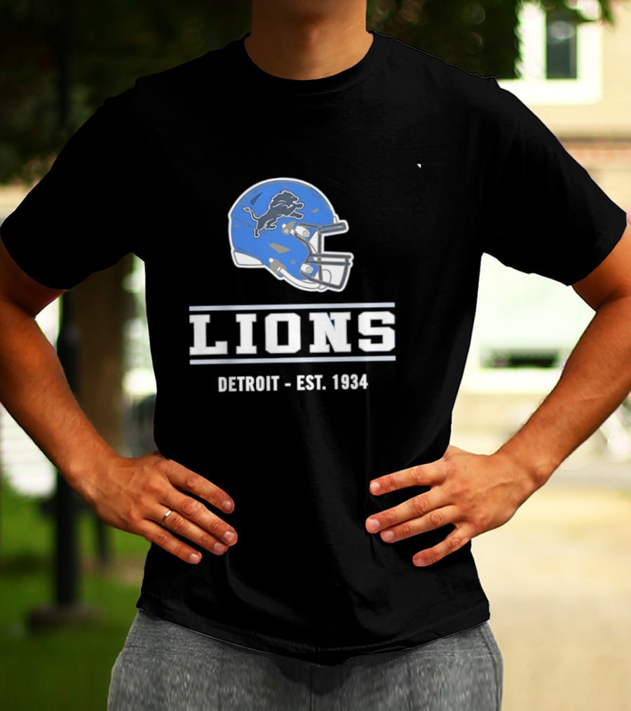 Detroit Lions Helmet Logo Est 1934 Football T-Shirt