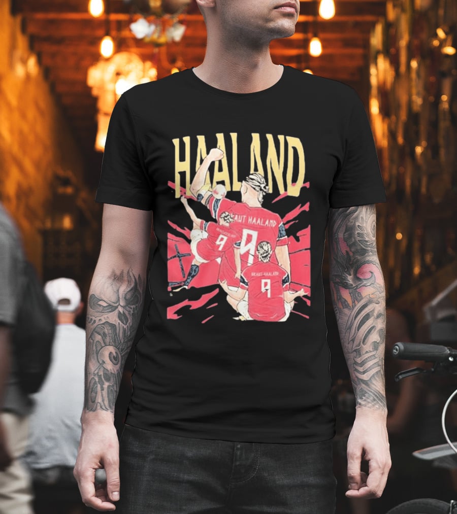 Haaland Cartoon Celebrating Norway Football Number 9 T-Shirt