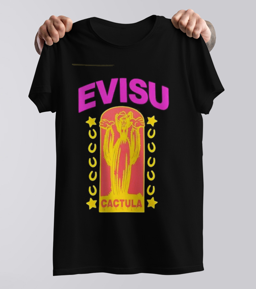 Evisu Cactula Cactus Star And Crescent Yellow Pink T-Shirt
