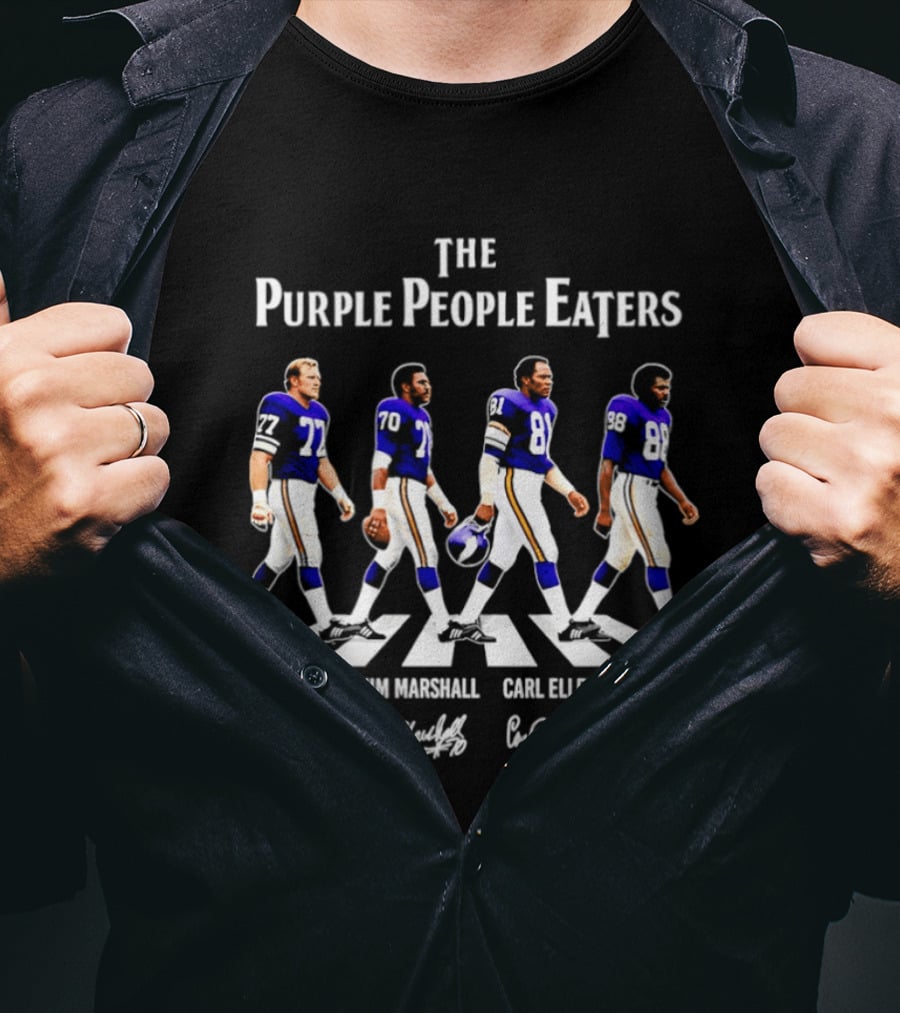 Minnesota Vikings The Purple People Eaters Gary Larsen Jim Marshall Carl Eller Alan Page Abbey Road T-Shirt