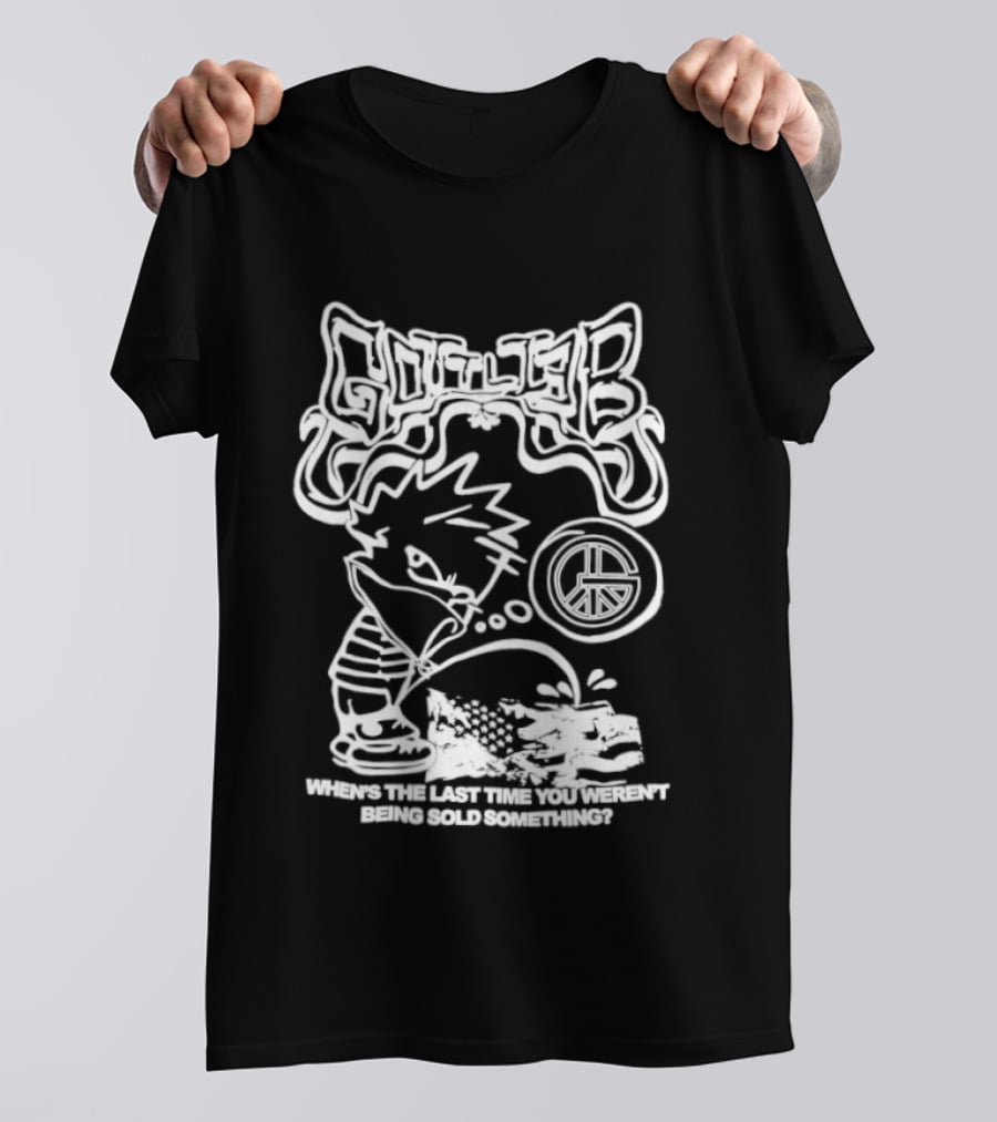 Gottlieb When Is The Last Time You Weren't Being Sold Something Spaceman And Tub Time Childlike Cartoon Sketch T-Shirt