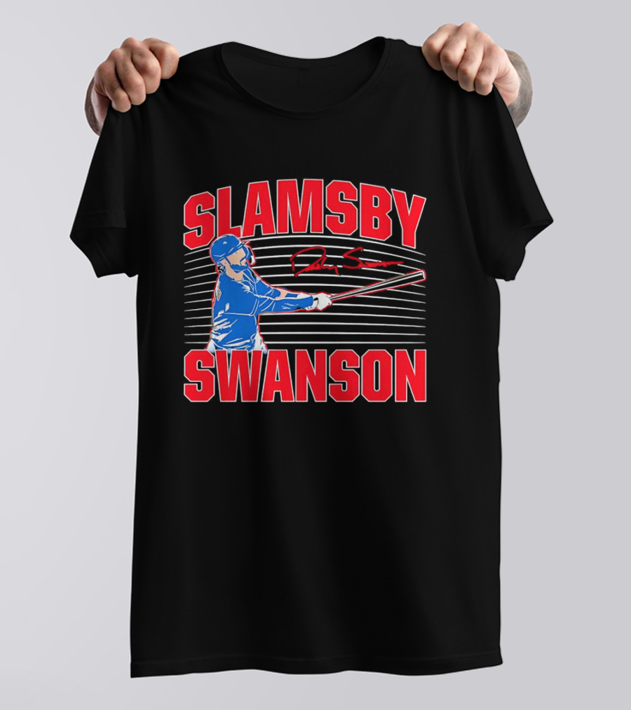 Dansby Swanson Chicago Cubs Slamsby Baseball Slugger 2 3 Swing T-Shirt