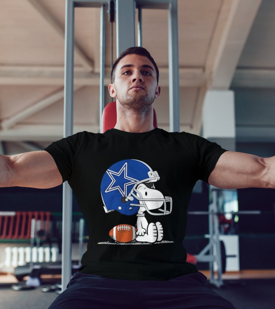 Snoopy Dallas Cowboys Football Helmet Collaboration Peanuts NFL Fan T-Shirt