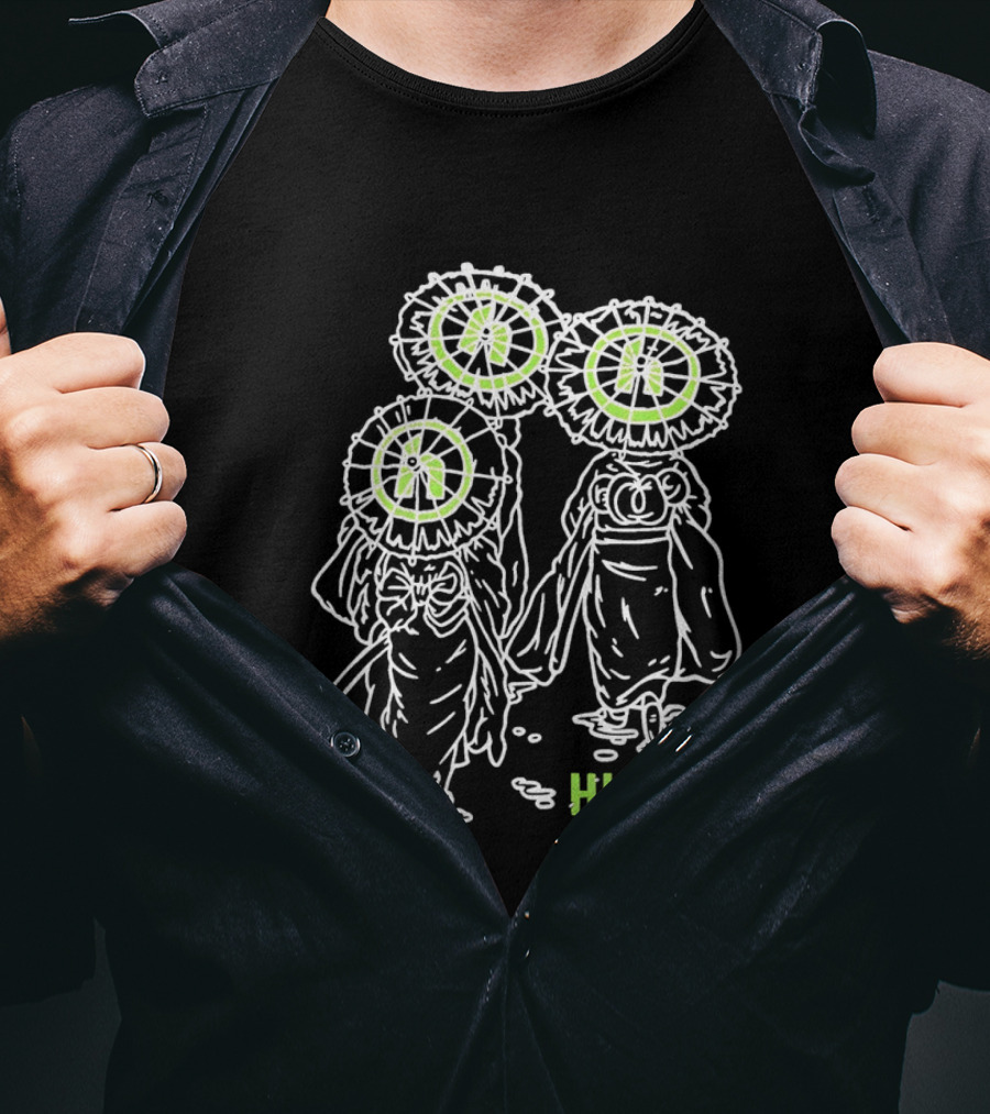 Hidden Dandelion Head Figures Walking Illuminated Halo T-Shirt