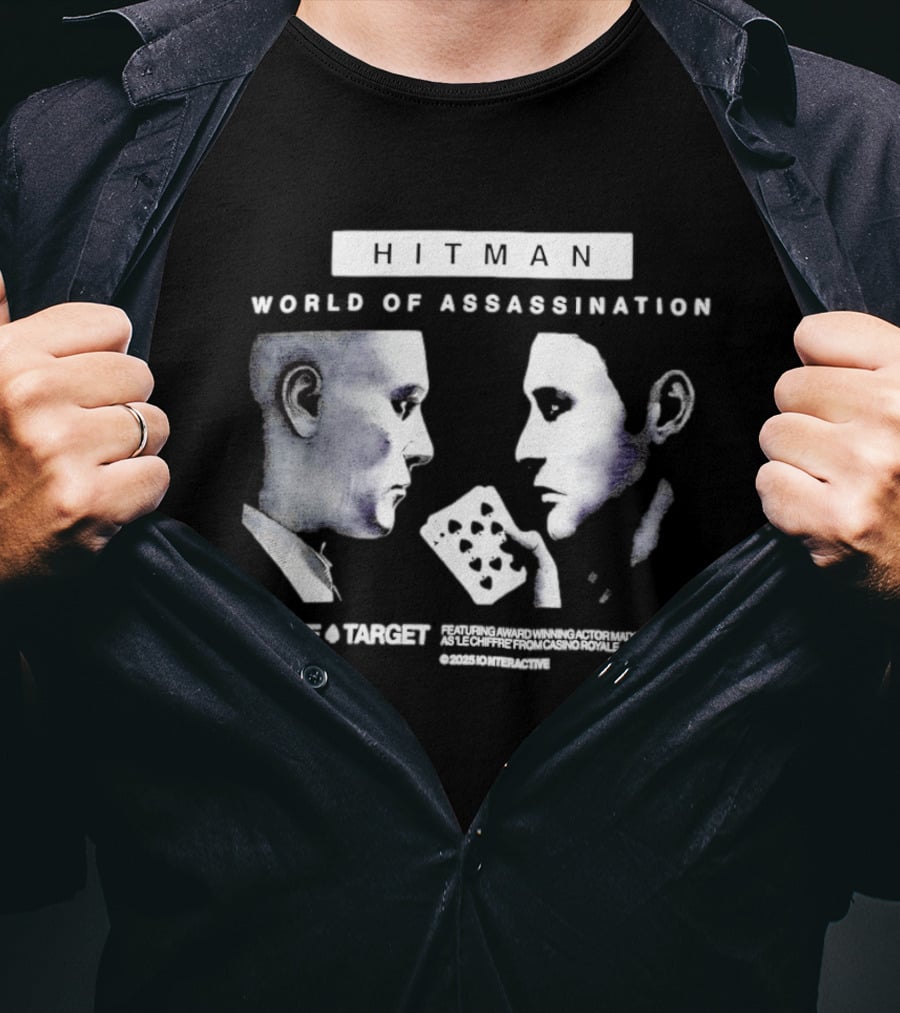 HITMAN World Of Assassination Elusive Target Featuring Mads Mikkelsen As Le Chiffre From Casino Royale © 2023 IO Interactive T-Shirt