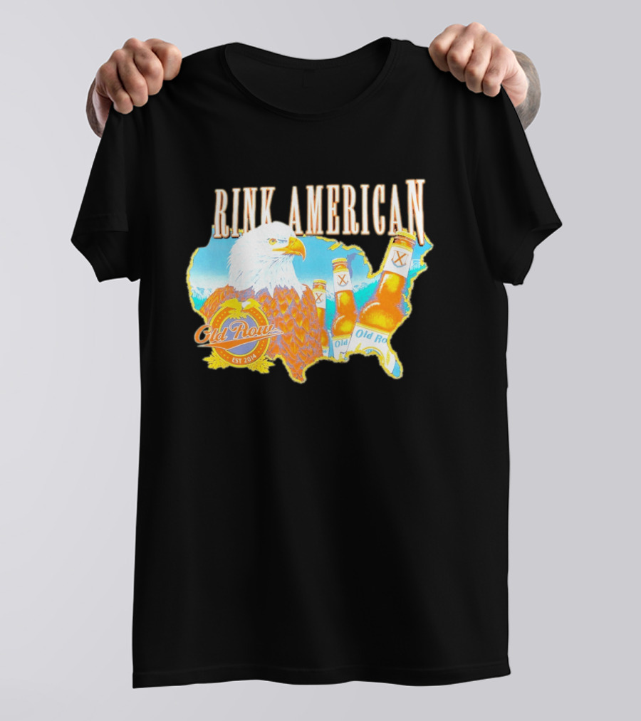 Old Row Drink American Bald Eagle Beer USA Map Rink American T-Shirt