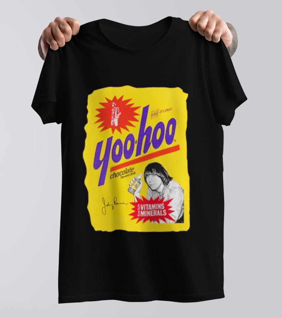 Johnny Ramone Yoo Hoo Chocolate Drink 5 Vitamins 3 Minerals T-Shirt