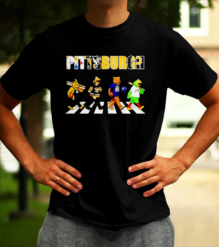 Pittsburgh Steelers Penguins Pitt Panthers Pirates Characters Abbey Road Walk T-Shirt