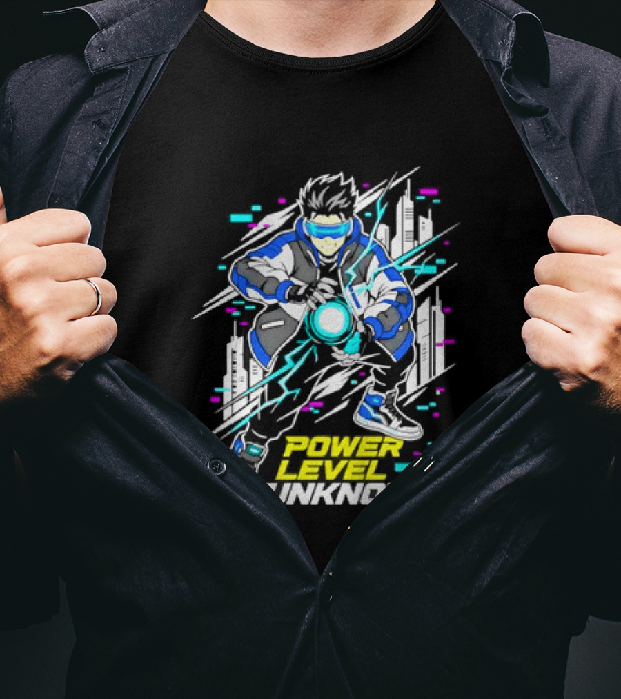 Power Level Unlocked Cyberpunk Anime Boy Rider T-Shirt