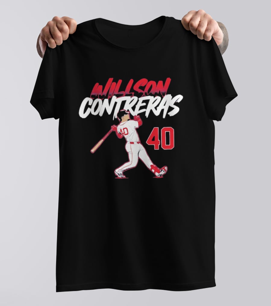 Willson Contreras 40 Boston Red Sox Slugger Swing Baseball Number T-Shirt