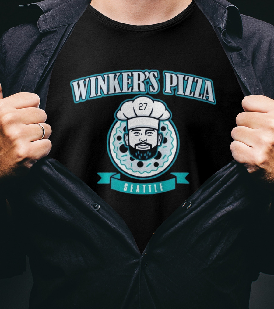 Winker's Pizza Seattle Mariners Jesse Winker 27 Chef T-Shirt