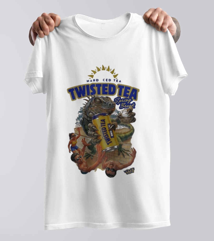Twisted Tea Hard Iced Tea Spring Break Iguana Volleyball Wave Gods T-Shirt