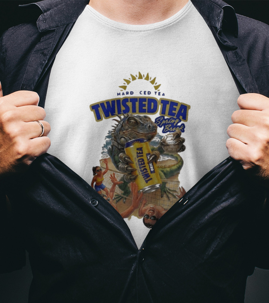 Twisted Tea Hard Iced Tea Spring Break Iguana Volleyball Wave Gods T-Shirt