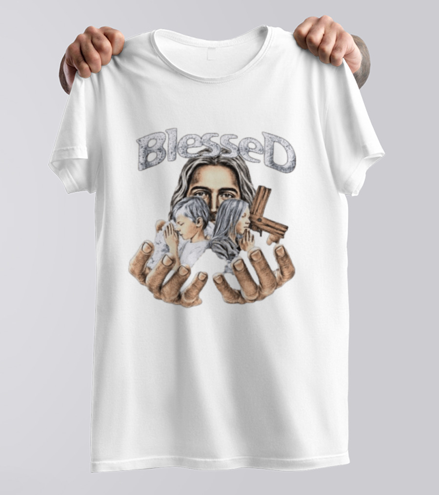 Blessed Jesus With Children And Cross In Hands T-Shirt