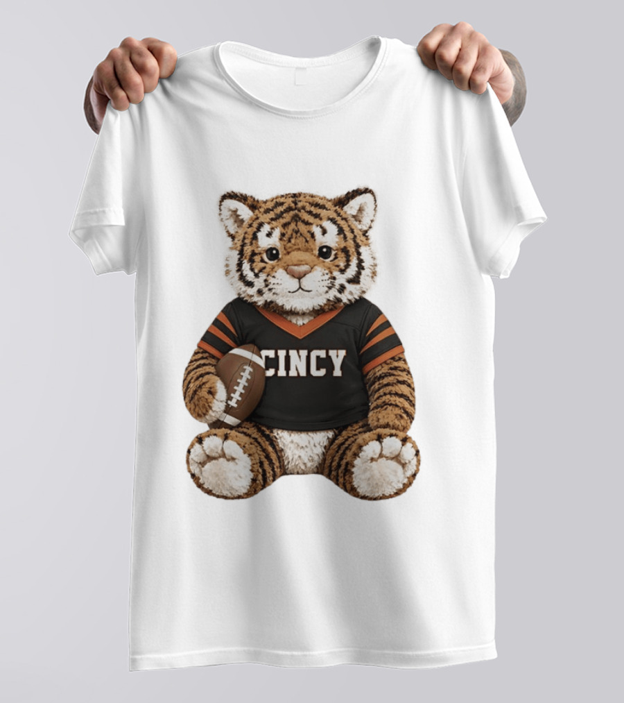 Cincy Bengals Tiger Stuffie With Football T-Shirt