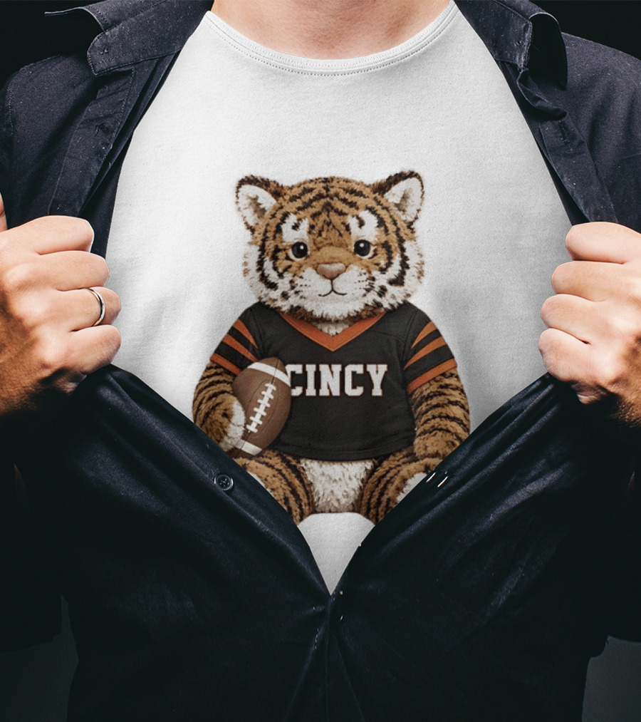 Cincy Bengals Tiger Stuffie With Football T-Shirt