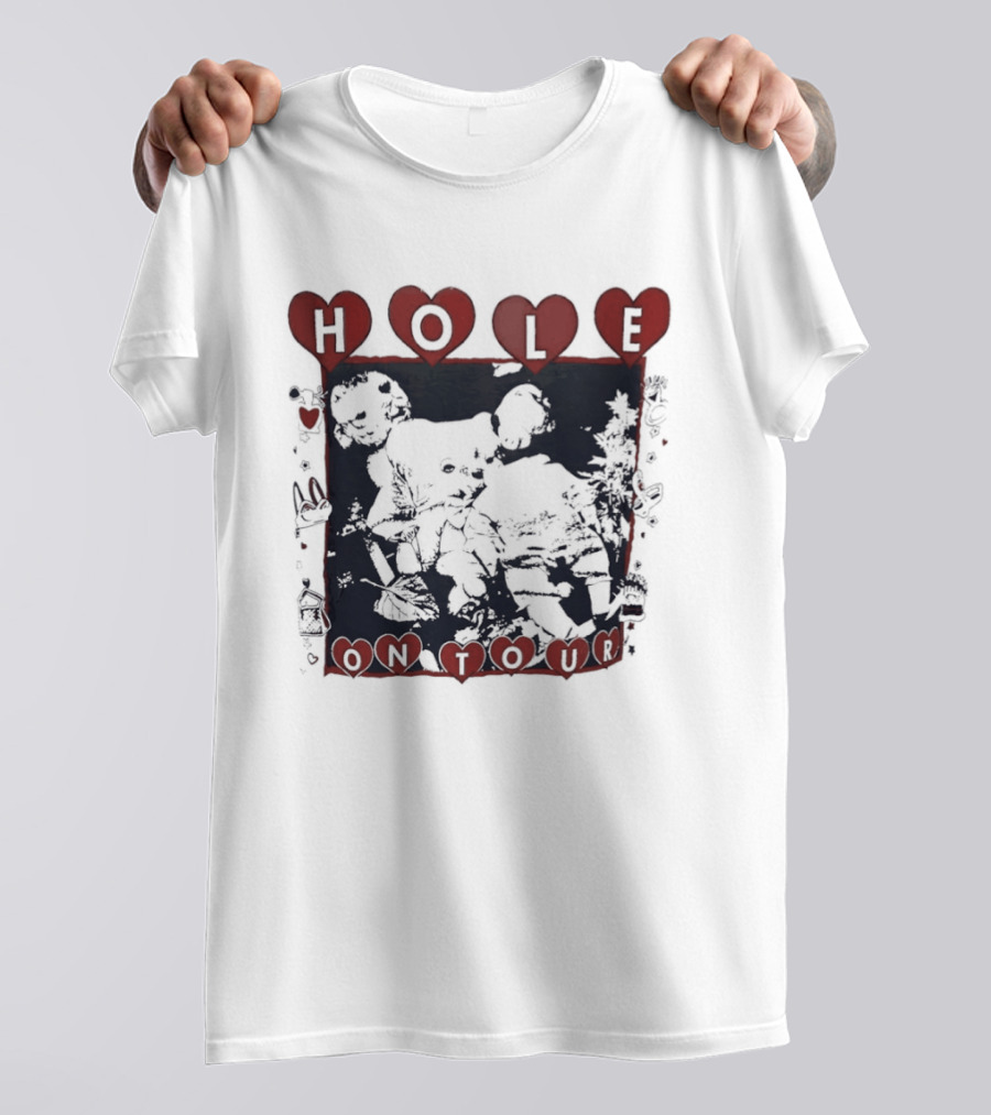 Hole Band Courtney Love On Tour Hearts T-Shirt