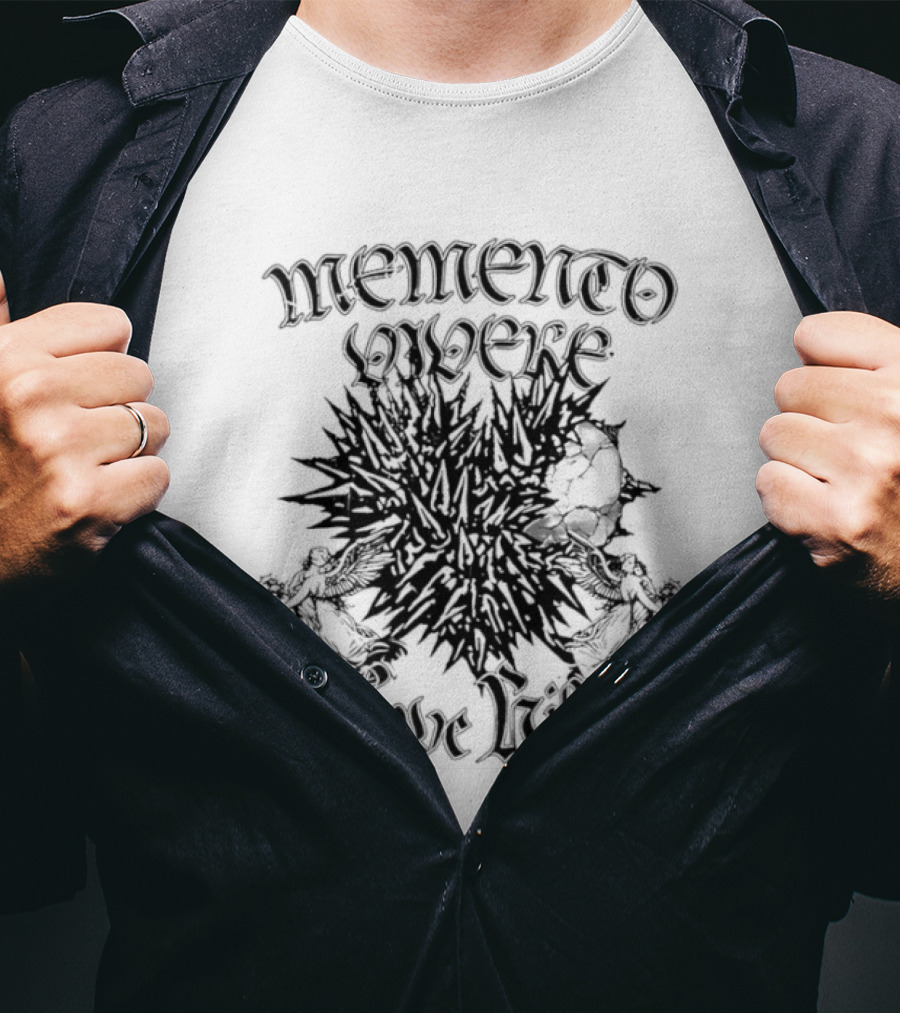 Memento Vivere Love Kills Gothic Latin Skull Flower T-Shirt