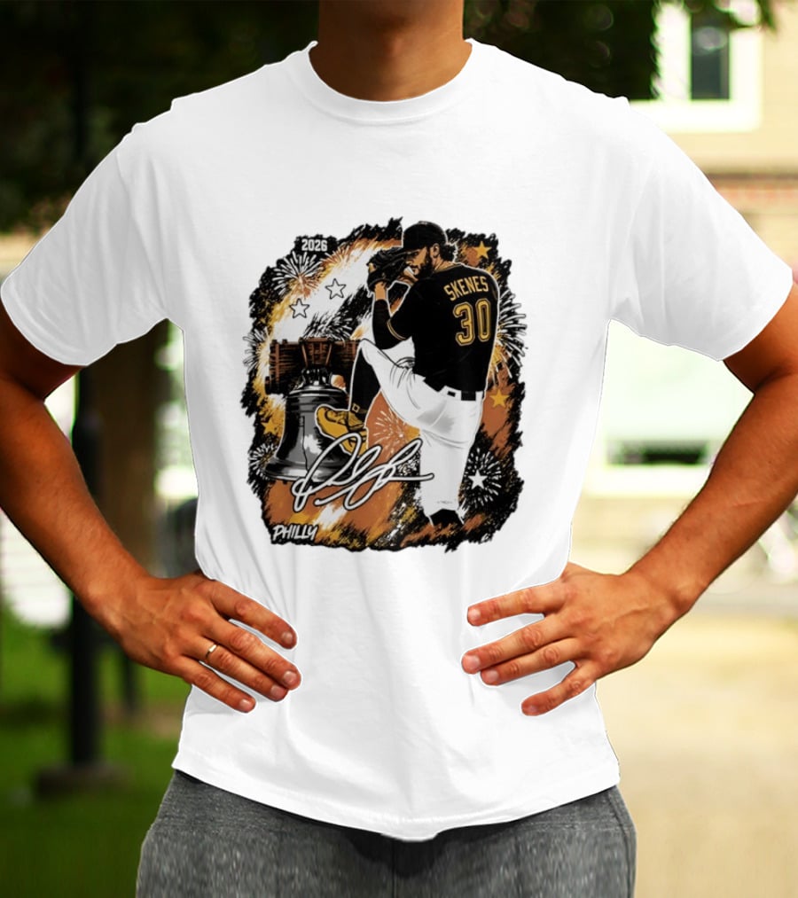 Paul Skenes 30 Pittsburgh Pirates Philly Liberty Bell 2026 Fireworks T-Shirt
