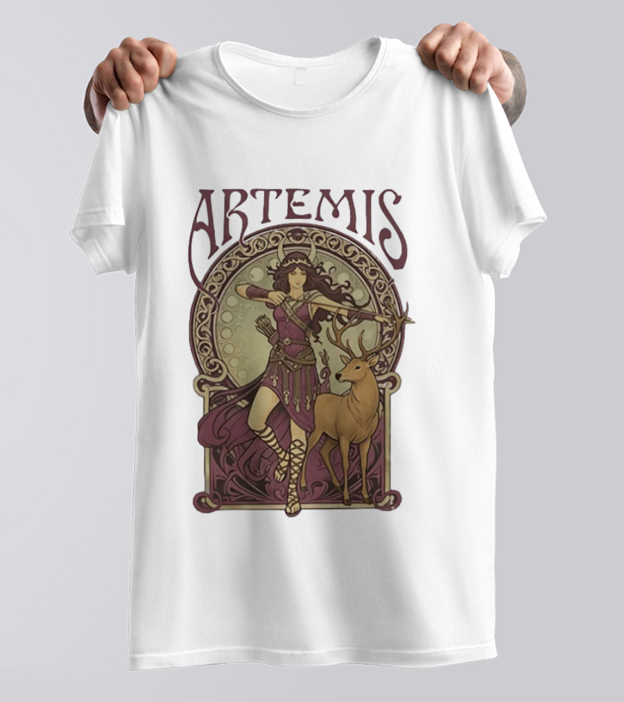 Artemis Greek Goddess Archer With Deer Mythology T-Shirt