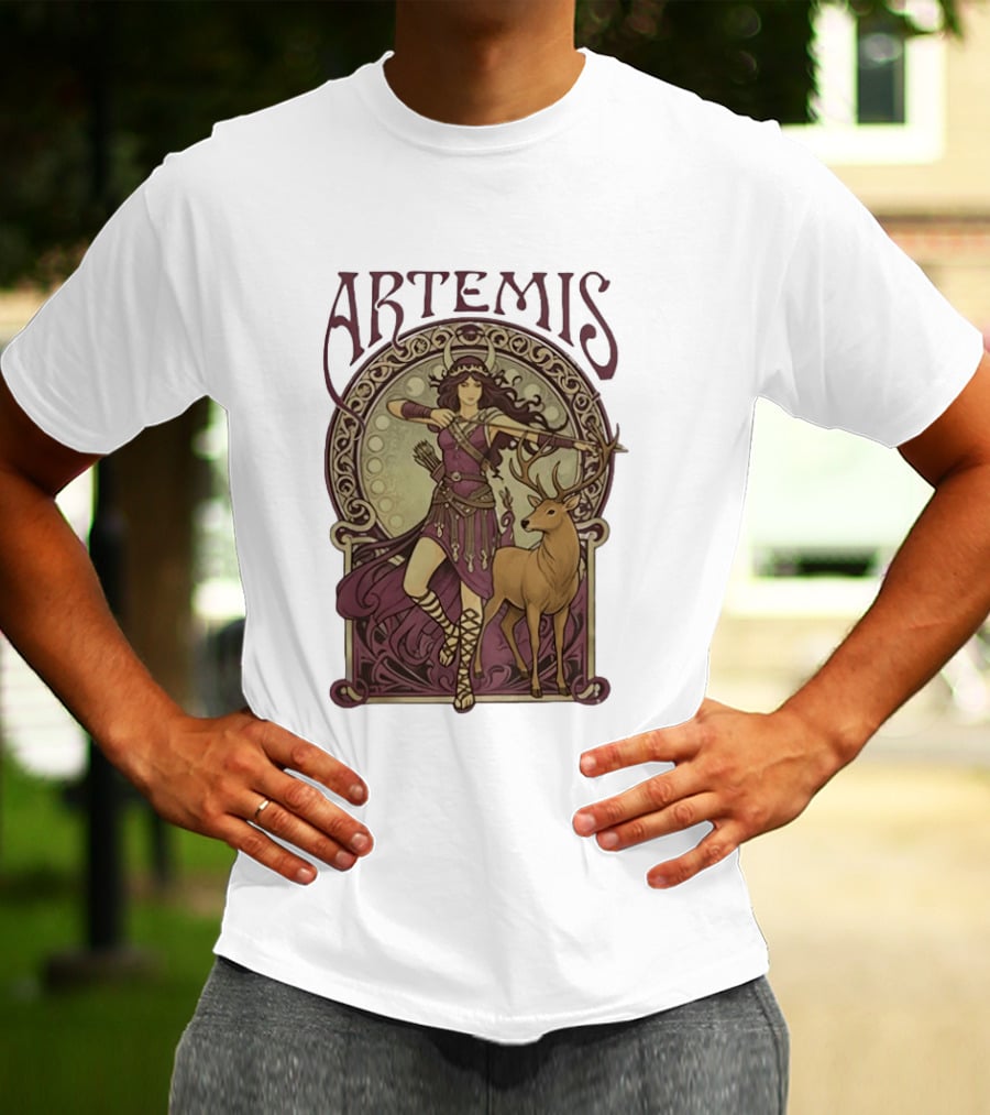 Artemis Greek Goddess Archer With Deer Mythology T-Shirt