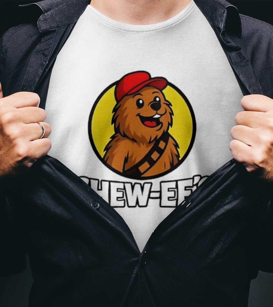 Chew Ee's Chewbacca Fast Food Character With Red Cap T-Shirt