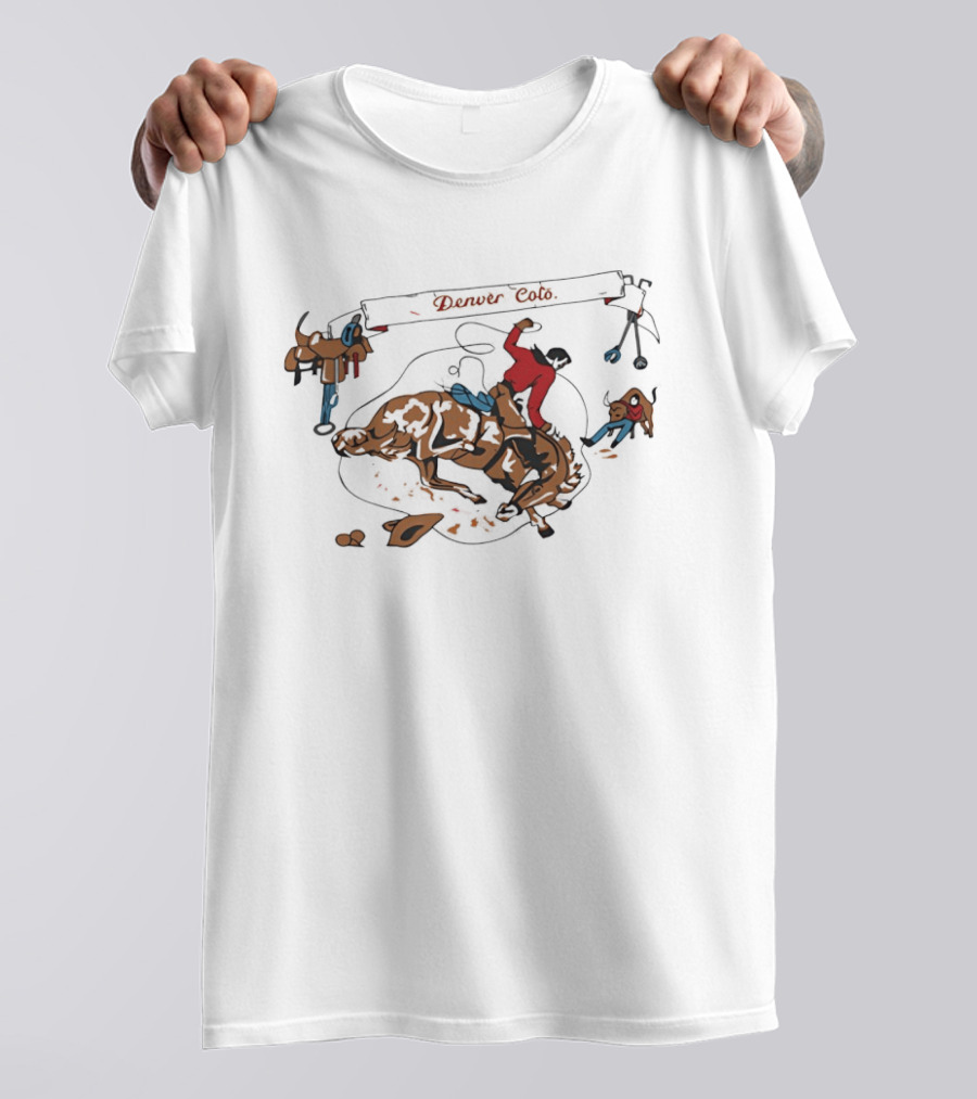 Denver Colo Rodeo Cowboy Riding Bucking Bull Western T-Shirt