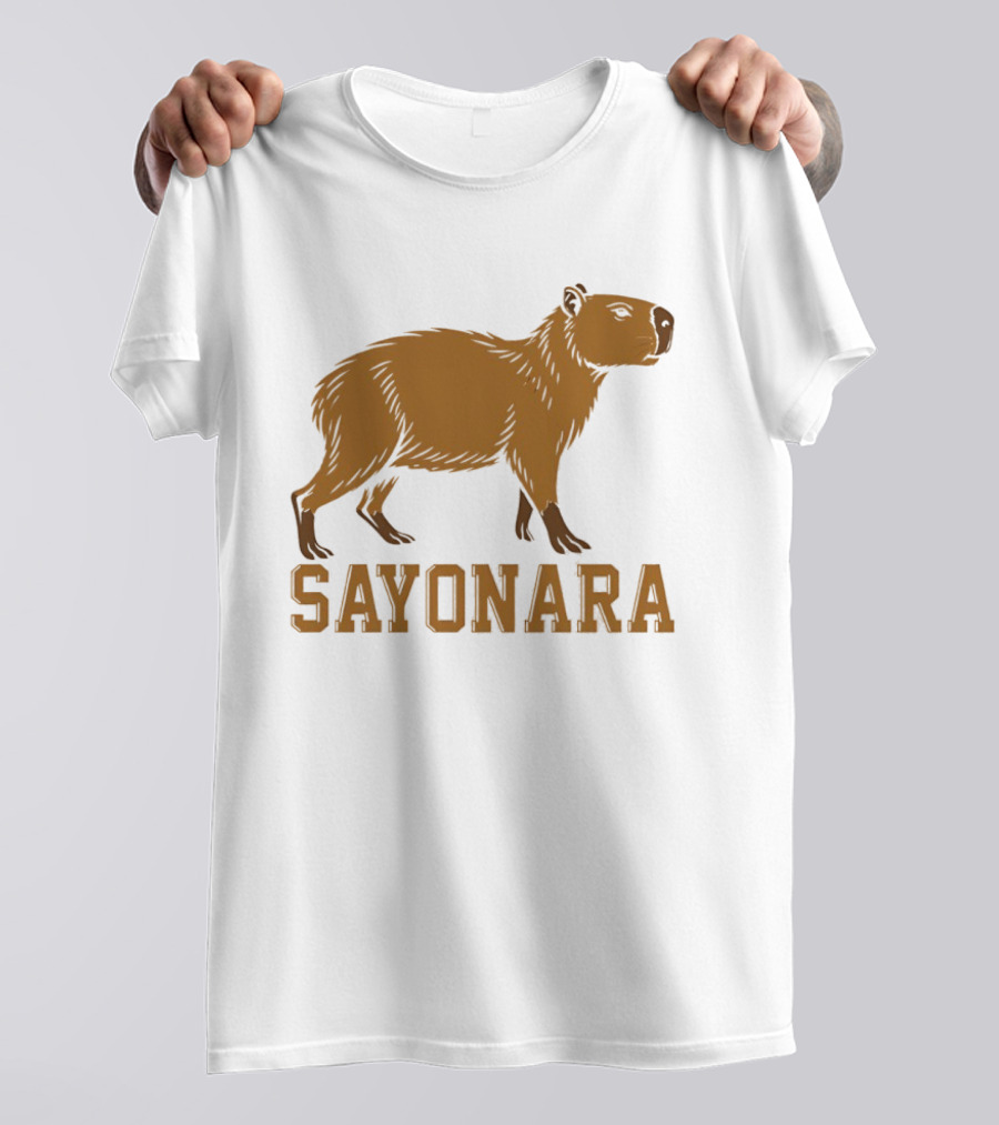 Sayonara Capybara Brown Rodent Farewell T-Shirt