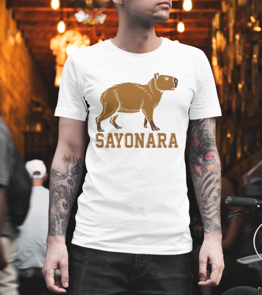 Sayonara Capybara Brown Rodent Farewell T-Shirt